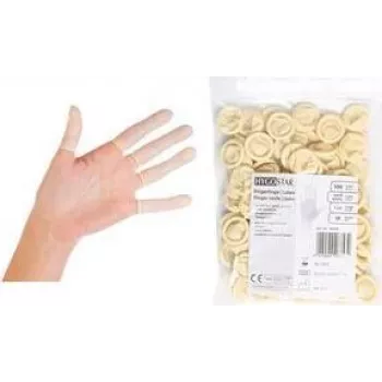 HYGOSTAR Latex-Fingerlinge, puderfrei, weiß, mittel, 70 mm, texturiert, gerollter Rand, 1 Stück (26753)