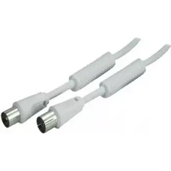 SHIVERPEAKS 5,0 m IEC 169-2 Koaxialkabel, Stecker auf Buchse, Weiß, Vernickelt BS80205-128