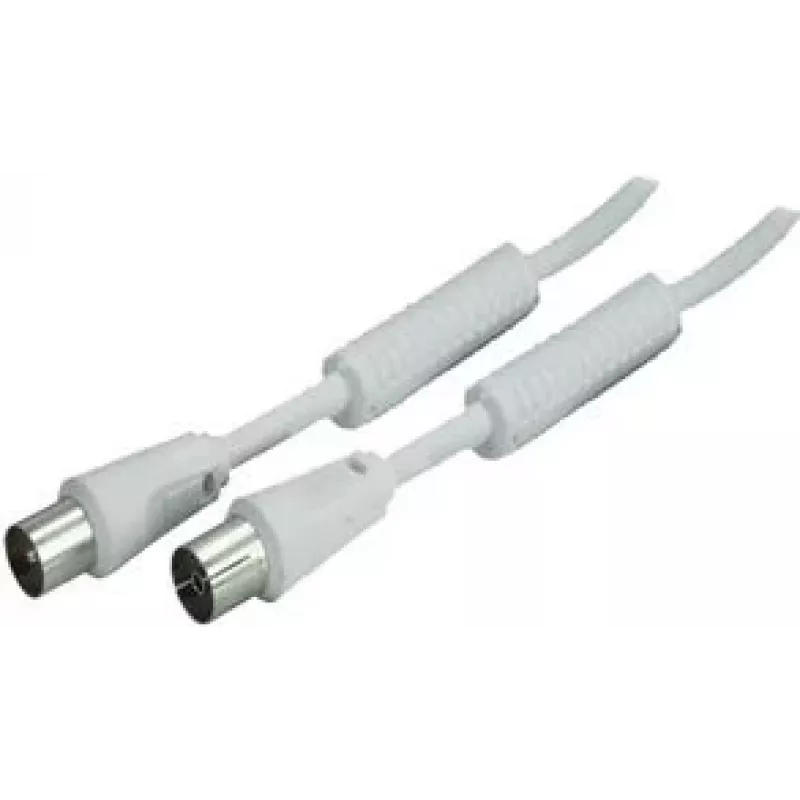 SHIVERPEAKS 5,0 m IEC 169-2 Koaxialkabel, Stecker auf Buchse, Weiß, Vernickelt BS80205-128