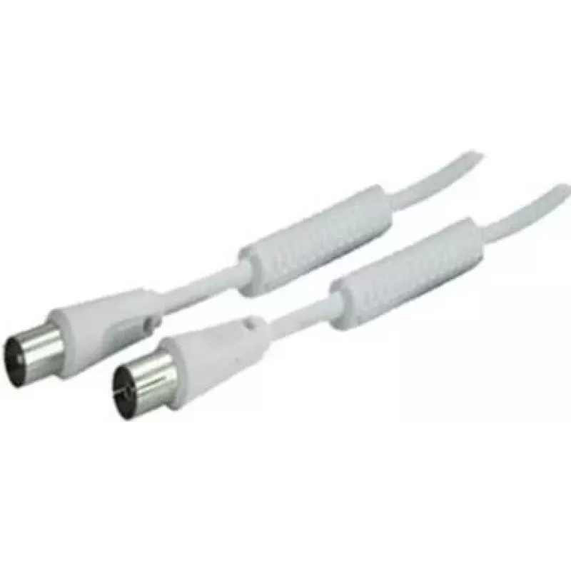 SHIVERPEAKS 5,0 m IEC 169-2 Koaxialkabel, Stecker auf Buchse, Weiß, Vernickelt BS80205-128