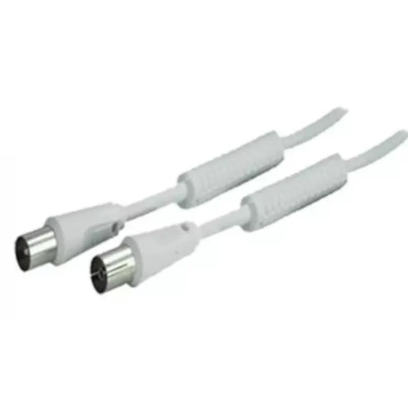 SHIVERPEAKS 5,0 m IEC 169-2 Koaxialkabel, Stecker auf Buchse, Weiß, Vernickelt BS80205-128