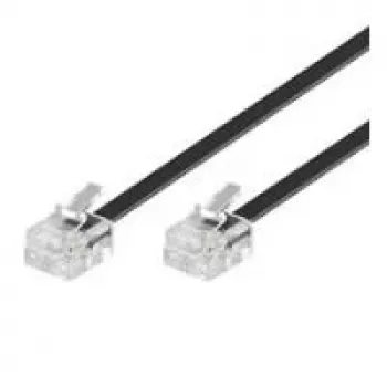 Wentronic Goobay Modulares Verbindungskabel, Schwarz, 15 m - RJ11/RJ14 (6P4C) Stecker auf RJ11/RJ14 (6P4C) Stecker 50320