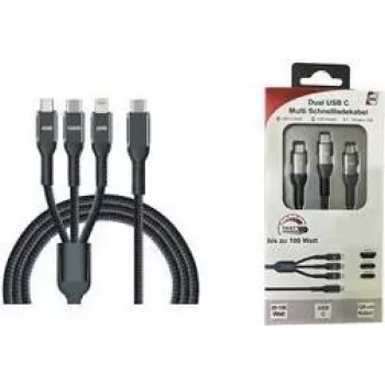 IWH USB-Ladekabel USB-C, Micro-USB, Apple Lightning, 1,2 m, Schwarz 019057