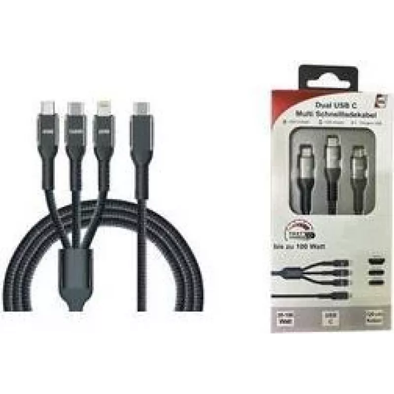 IWH USB-Ladekabel USB-C, Micro-USB, Apple Lightning, 1,2 m, Schwarz 019057