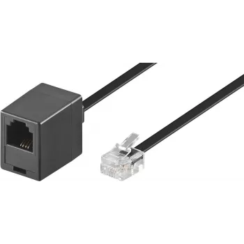 Wentronic Goobay Modulares Verlängerungskabel, RJ11/RJ14 (6P4C) Stecker auf RJ11 Buchse, 15 m, Schwarz 68258