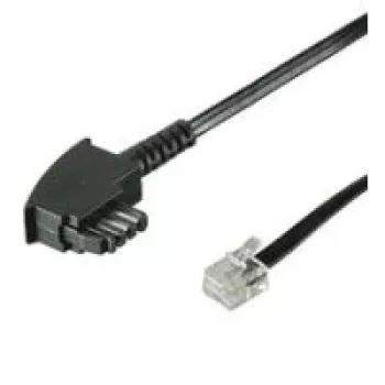 Wentronic Goobay TAE-F Verbindungskabel Universal Pin-Out, Schwarz, 10 m - TAE-F Stecker auf RJ11/RJ14 Stecker (6P4C) 68537