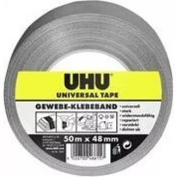 UHU Universal Gewebeband, 48 mm x 50 m, Grau, Extra Stark, Polyesterbeschichtet, 1 Rolle 46615