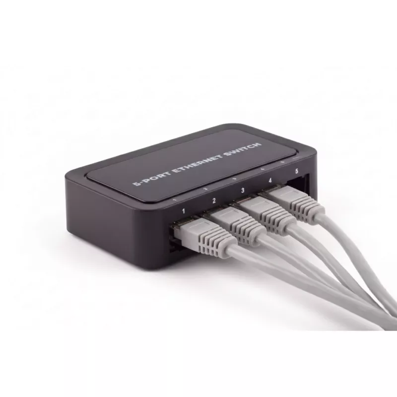 SHIVERPEAKS BS08-01110 5-Port Fast Ethernet Unmanaged Desktop Switch, 10/100 Mbps, Schwarz