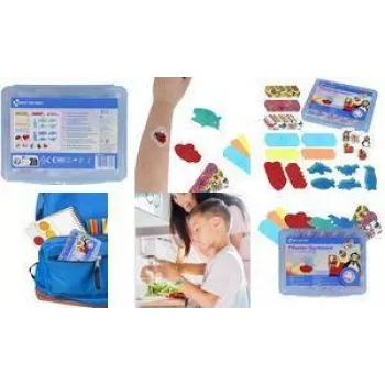 FIRST AID ONLY Kinderpflaster-Sortiment, 45 Stück hypoallergen in Kunststoffbox, 4 Designs (P-10069 00)