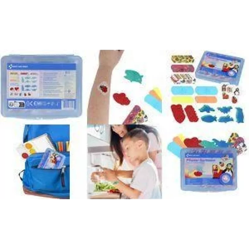 FIRST AID ONLY Kinderpflaster-Sortiment, 45 Stück hypoallergen in Kunststoffbox, 4 Designs (P-10069 00)