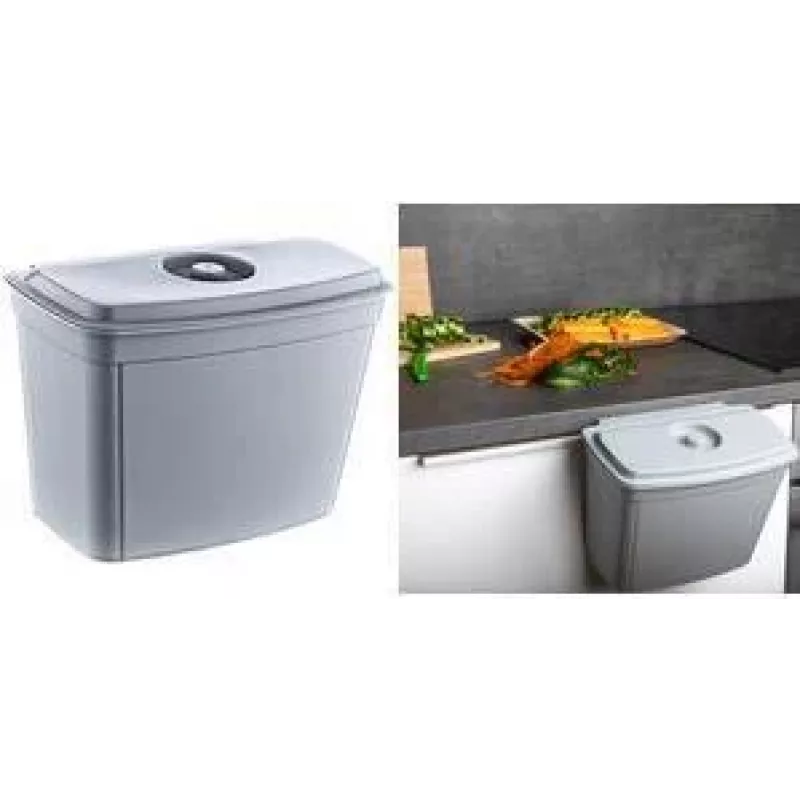 keeeper Milan 4L Hänge-Küchenabfallbehälter, Nordic Grey, mit Deckel, PP 1031213000000
