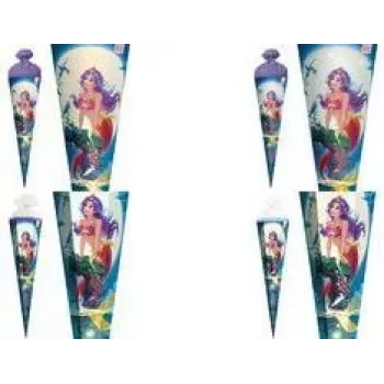 ROTH Magical Mermaid Schultüte, eckig, 850 mm, Folien-Tüll-Verschluss, mit Folien- und Paillettenbesatz - 1 Stück (678886)