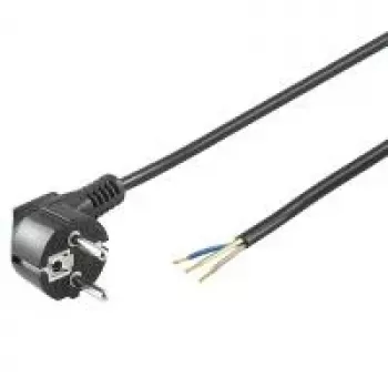 Wentronic Goobay Gewinkeltes Schuko-Stromkabel, offenes Ende, 3 m, Schwarz 96033