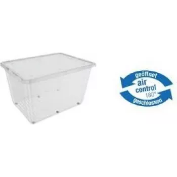 keeeper bert Aufbewahrungsbox mit Rollen, 136 L, Air-Control Deckel, Transparent/Grau 1056700100000