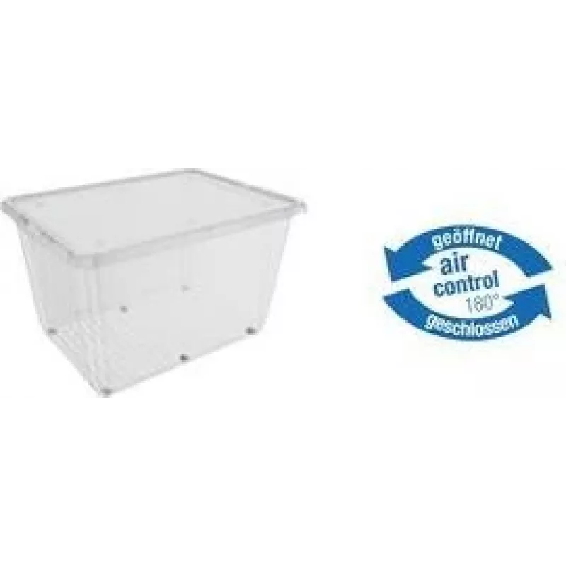 keeeper bert Aufbewahrungsbox mit Rollen, 136 L, Air-Control Deckel, Transparent/Grau 1056700100000