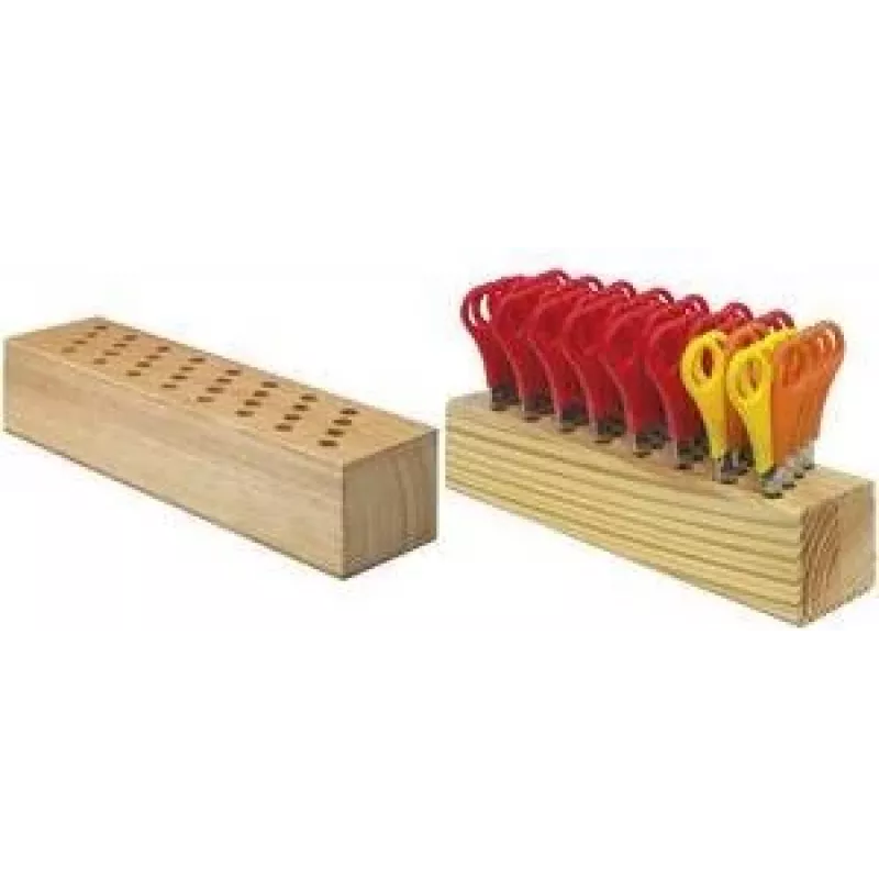 Westcott 112TidyC 00 Holz-Scherenblock mit 32 Kinderscheren, 130 mm, abgerundete Spitzen, 5 cm Skala