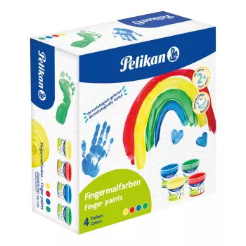 Pelikan Fingerfarbe Grundfarben, 4er-Pack wasserbasiert, dermatologisch getestet, leicht zu reinigen – 1 Stück (701570)