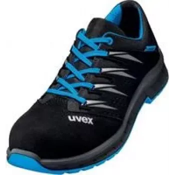 Uvex 69373 Unisex Sicherheitsschuhe S1 P SRC, Microvelour, Stahlzwischensohle, Composite-Zehenkappe, Schwarz/Blau, Größe 43 6937343
