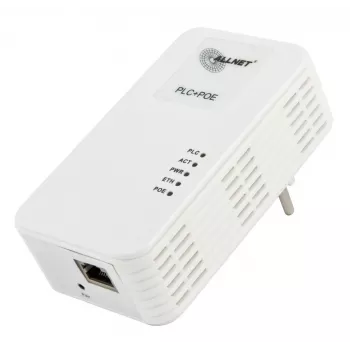 ALLNET ALL1681203-CH Powerline 1200 Mbps Gigabit PoE+ Bridge mit integrierter Steckdose
