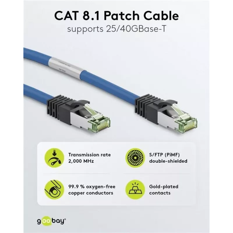 Wentronic Goobay 45661 Cat8.1 S/FTP Netzwerkkabel 3m Blau