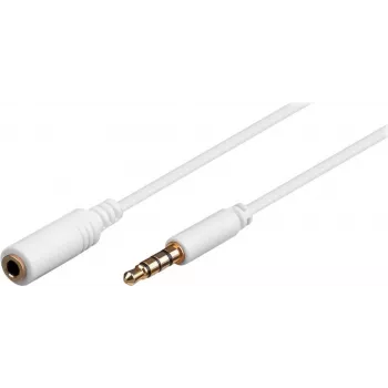 Wentronic Goobay 3,5 mm Klinken-Verlängerungskabel, Weiß, 0,5 m, TRRS 4-Pin, Stecker auf Buchse 62359