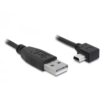 Delock USB 2.0 Kabel USB-A Stecker auf Mini USB-B 5-Pin Stecker gewinkelt, 1m, Schwarz 82681