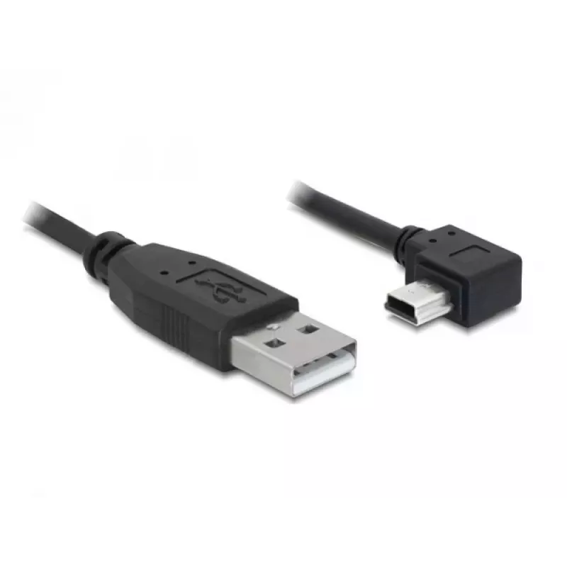 Delock USB 2.0 Kabel USB-A Stecker auf Mini USB-B 5-Pin Stecker gewinkelt, 1m, Schwarz 82681