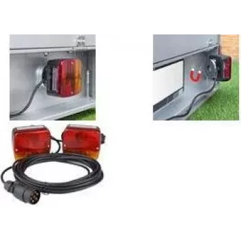 IWH Anhänger-Rückleuchten-Set mit Magnetfuß, 6 Funktionen, 12V, 2 Universal-Heckleuchten für Anhänger, Autos, LKW, Wohnwagen – 1 Stück (010219)