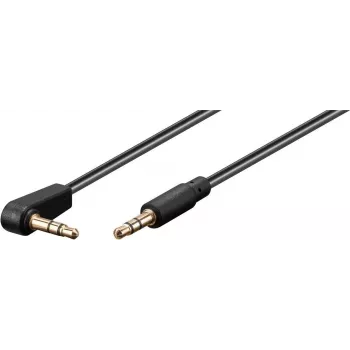 Wentronic Goobay 3,5 mm Stereo-Klinkenkabel, 1 m, Schwarz, gerade zu 90° gewinkelt, Stecker zu Stecker 67783