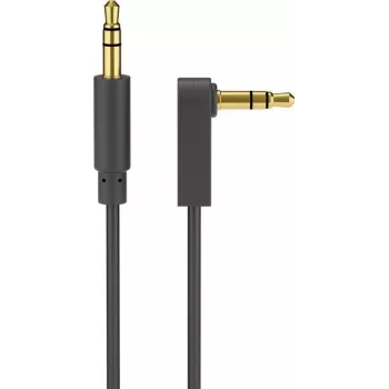 Wentronic Goobay 3,5 mm Stereo-Klinkenkabel, 1 m, Schwarz, gerade zu 90° gewinkelt, Stecker zu Stecker 67783