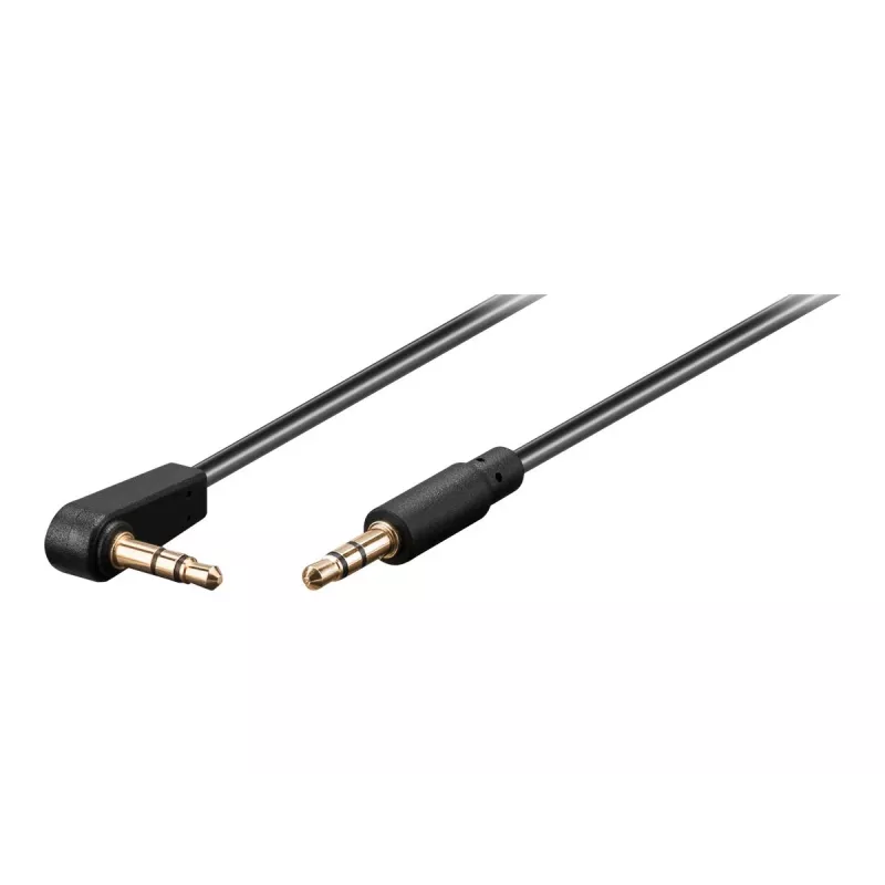 Wentronic Goobay 3,5 mm Stereo-Klinkenkabel, 1 m, Schwarz, gerade zu 90° gewinkelt, Stecker zu Stecker 67783