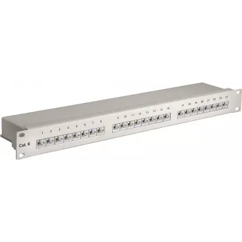 Wentronic Goobay CAT 6 24-Port STP Patch Panel, 19 inch 1U, Grau 94036