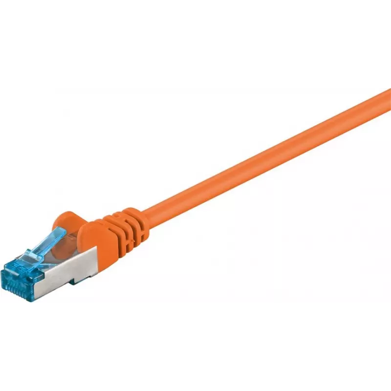 Wentronic 95605 CAT6a Patchkabel, RJ45 Stecker zu Stecker, 1,5 m, Orange