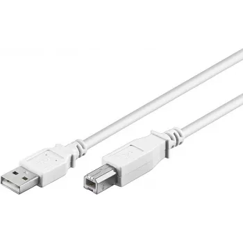 Wentronic 96186 USB 2.0 Kabel, USB-A Stecker auf USB-B Stecker, 1,8 m, Weiß