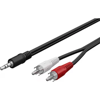 Wentronic Goobay 3,5 mm Klinke auf 2x RCA Adapterkabel, 20 m, Schwarz 50779