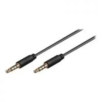 Wentronic Goobay 3,5 mm Klinken-Verbindungskabel, Schwarz, 2 m - 3,5 mm Klinkenstecker (4-Pin, Stereo) auf 3,5 mm Klinkenstecker (4-Pin, Stereo) (63830)