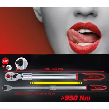 KS Tools 935.1285 1/2 inch Umschaltknarre, 635 mm, 72 Zähne, Chrom-Vanadium