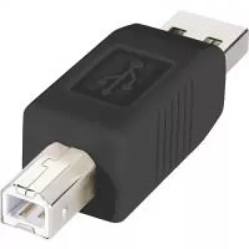 Renkforce USB 2.0 Adapter A Stecker auf B Stecker, Vergoldete Kontakte, Schwarz