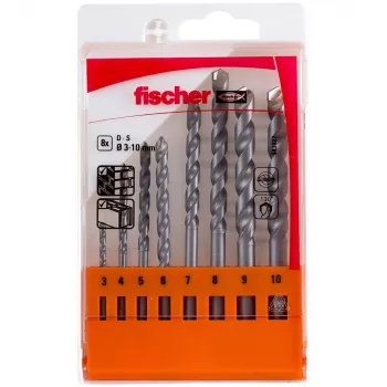 Fischer D-S 543027 Stein-Spiralbohrer-Set 8-teilig