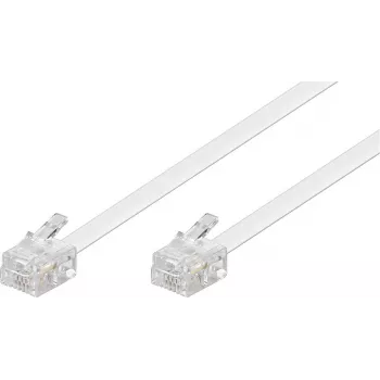 Goobay Modulares Verbindungskabel RJ11/RJ14 (6P4C) Stecker auf Stecker, 3 m, Weiß (93067)
