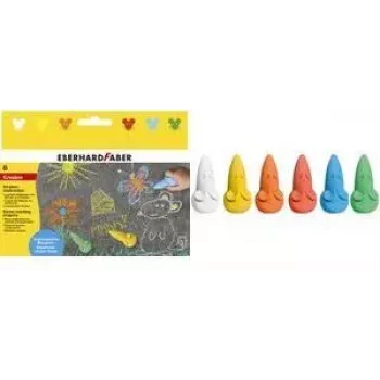 FABER-CASTELL EBERHARD FABER Straßenkreide Maus, 6-teilige Kartonverpackung, ergonomische Mausform, leuchtende Farben, wasserlöslich - 1 Stück (526561)