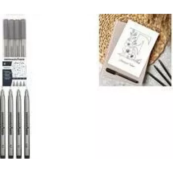 Faber-Castell EBERHARD FABER Pigment Liner Schwarz 4-teiliges Set (0,1, 0,3, 0,5, 0,7 mm) wasserfest lichtbeständig permanent 558104