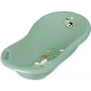 keeeper kids Babybadewanne Maria Funny Farm, Nordic Green, mit Stöpsel und zwei Aufbewahrungsfächern, Polypropylen 1842631506300