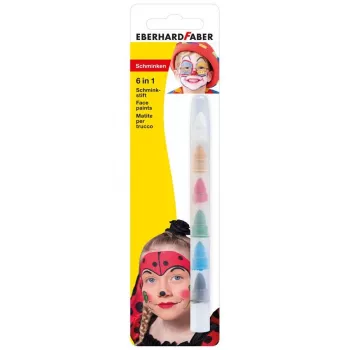 FABER-CASTELL EBERHARD FABER 6-in-1 Schminkstift, 1 Stift – 6 Farben, ideal für feine Konturen & flächige Motive, hohe Deckkraft (579030)