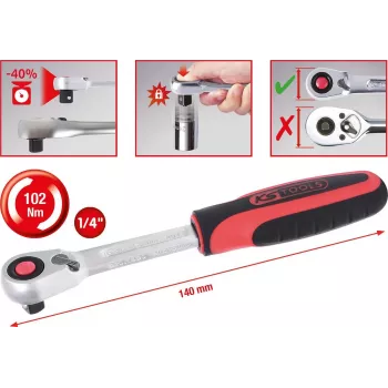 KS TOOLS 1/4 SlimPOWER Umschaltknarre, 72 Zähne (920.1490)