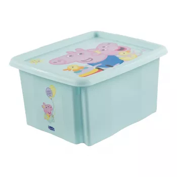 keeeper Aufbewahrungsbox karolina Peppa Pig, 24 Liter Dreh-/Stapelbox mit Deckel, PP, Aquamarin, 1 Stück 1223762433600