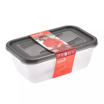 keeeper fredo fresh Lebensmittel-Aufbewahrungsbehälter-Set, 2 x 3,3 L, rechteckig, transparent mit grauen Deckeln 3068082700000