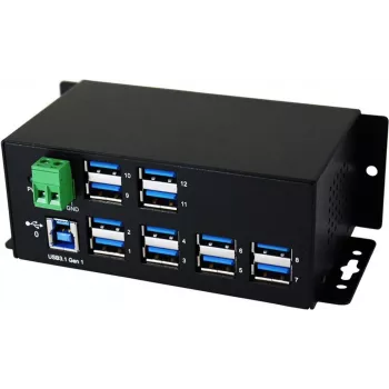 EXSYS EX-1112HMS 12-Port USB 3.2 Gen 1 Industrie-DIN-Schienen-Hub