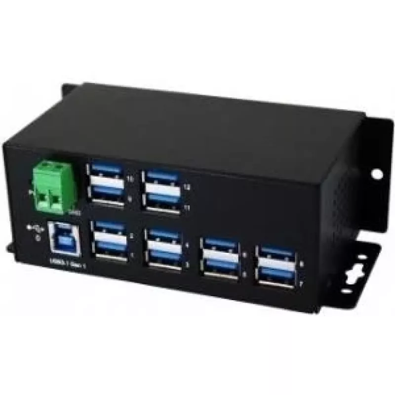 EXSYS EX-1112HMS 12-Port USB 3.2 Gen 1 Industrie-DIN-Schienen-Hub