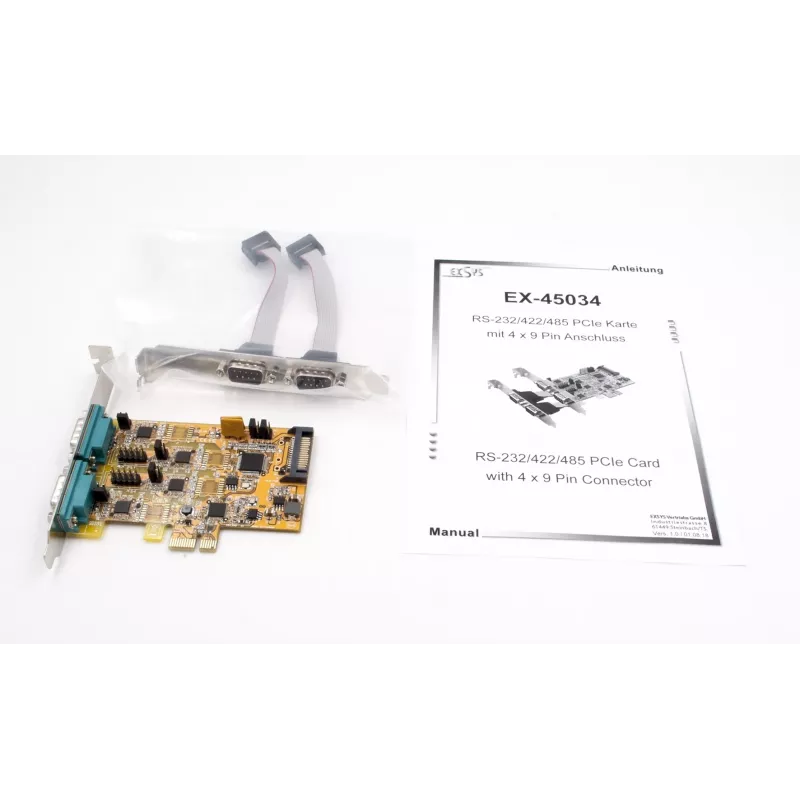 EXSYS EX-45034 PCIe 4-Port Serielle RS-232/422/485 Karte (FTDI)